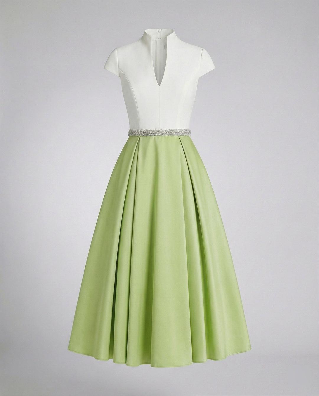Damen Elegantes Midikleid mit Hochgeschlossenem Kragen & Schwingendem Rock