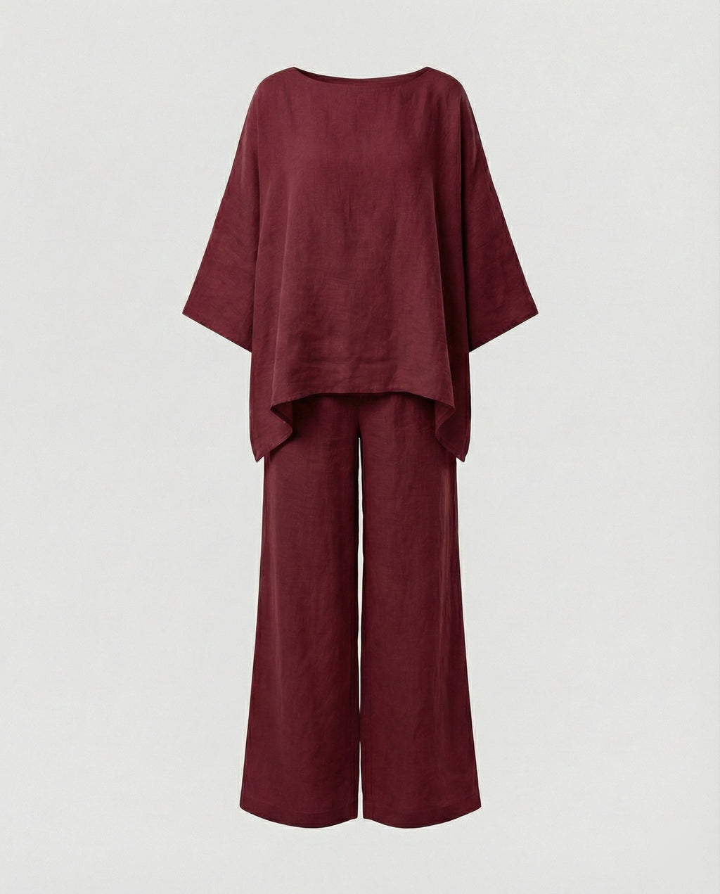 Leinen Zweiteiler Set Damen mit Palazzo-Hose