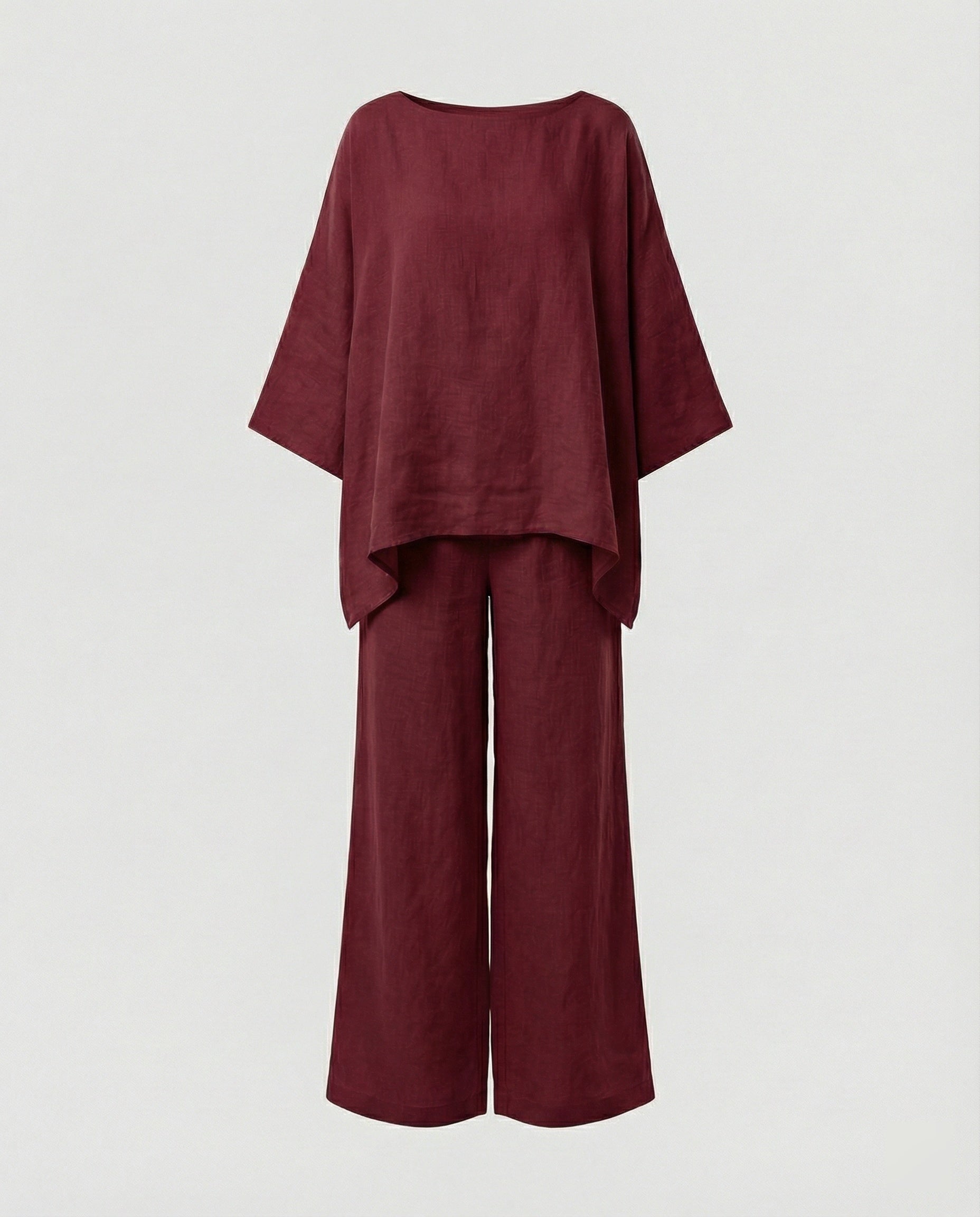 Leinen Zweiteiler Set Damen mit Palazzo-Hose