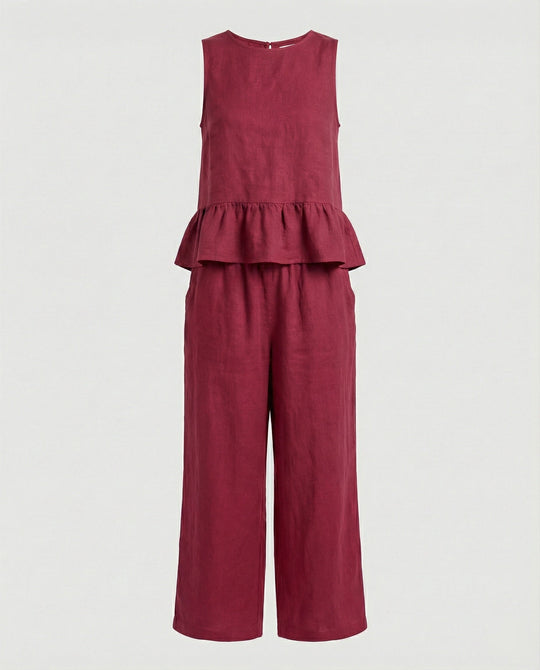 Damen Zweiteiler Set Volanttop & Palazzohose
