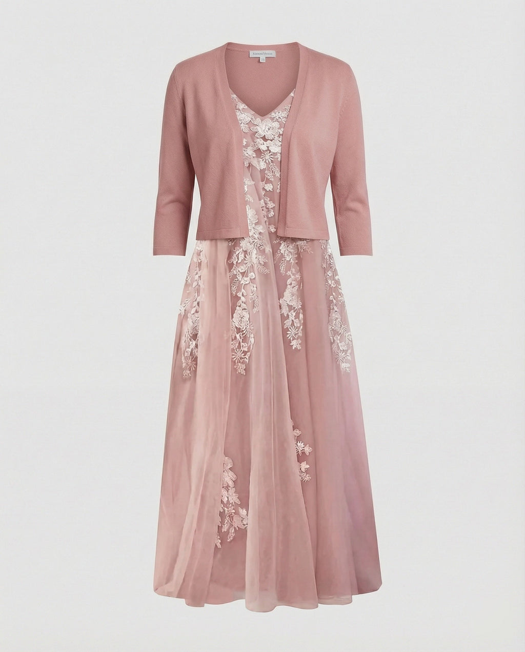 A-Linien Kleid Mit Bolerojacke Damen V-Ausschnitt