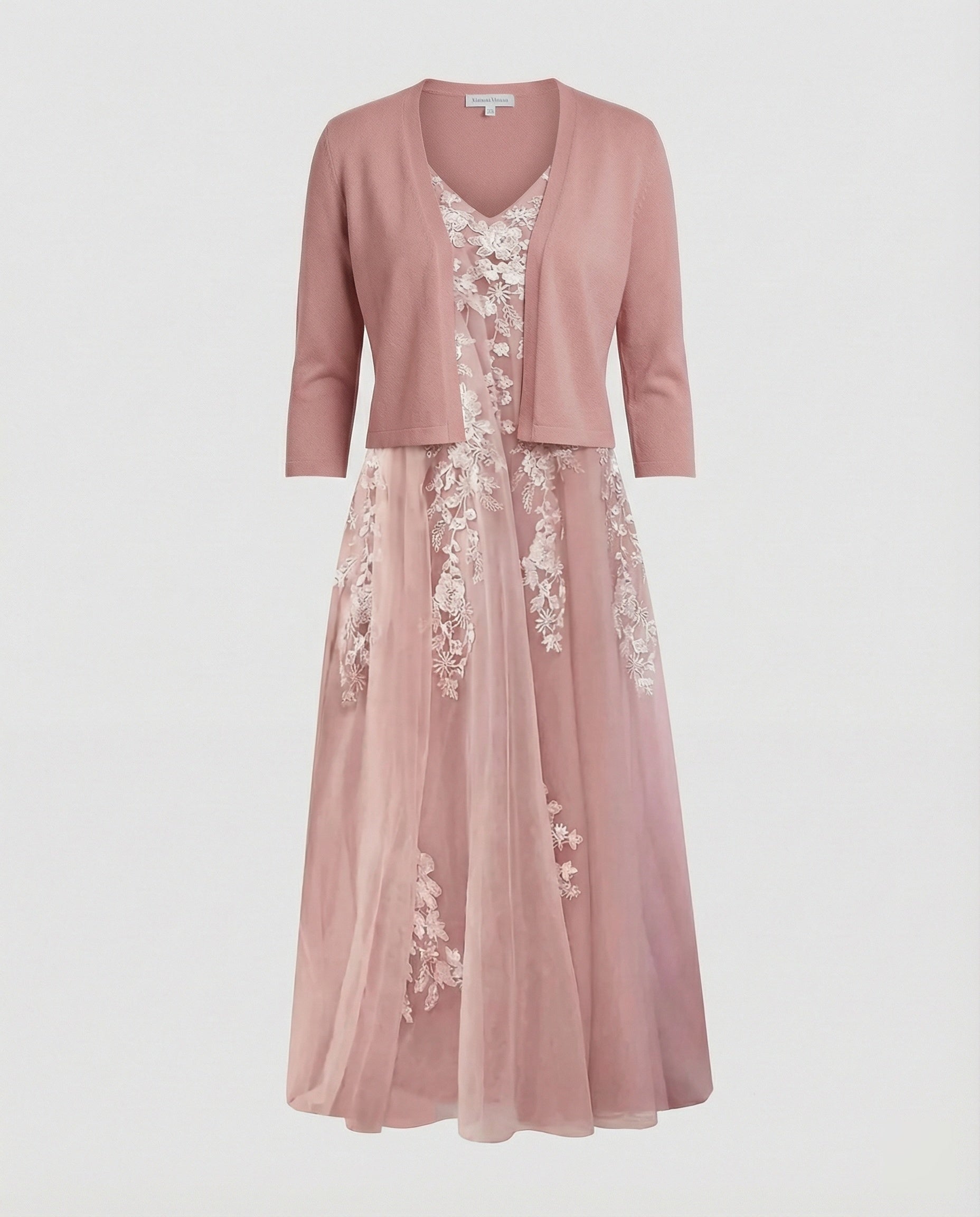 A-Linien Kleid Mit Bolerojacke Damen V-Ausschnitt
