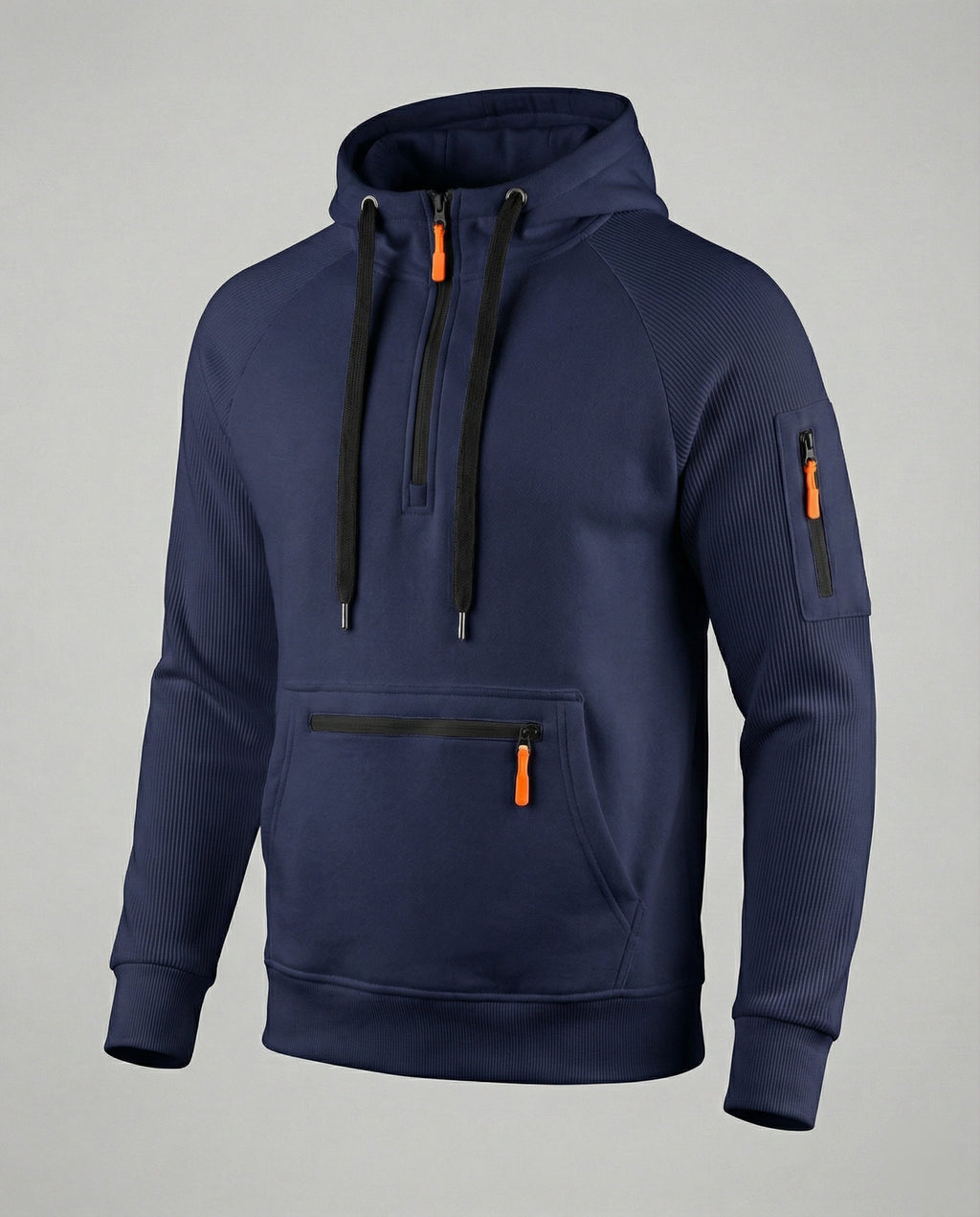 Herren sportlicher Hoodie mit praktischen Reißverschlusstaschen und verstellbarem Kapuzenzug