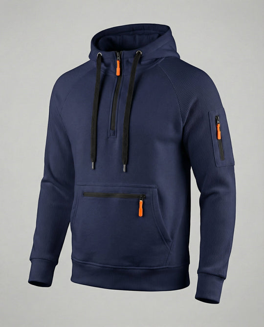 Herren sportlicher Hoodie mit praktischen Reißverschlusstaschen und verstellbarem Kapuzenzug