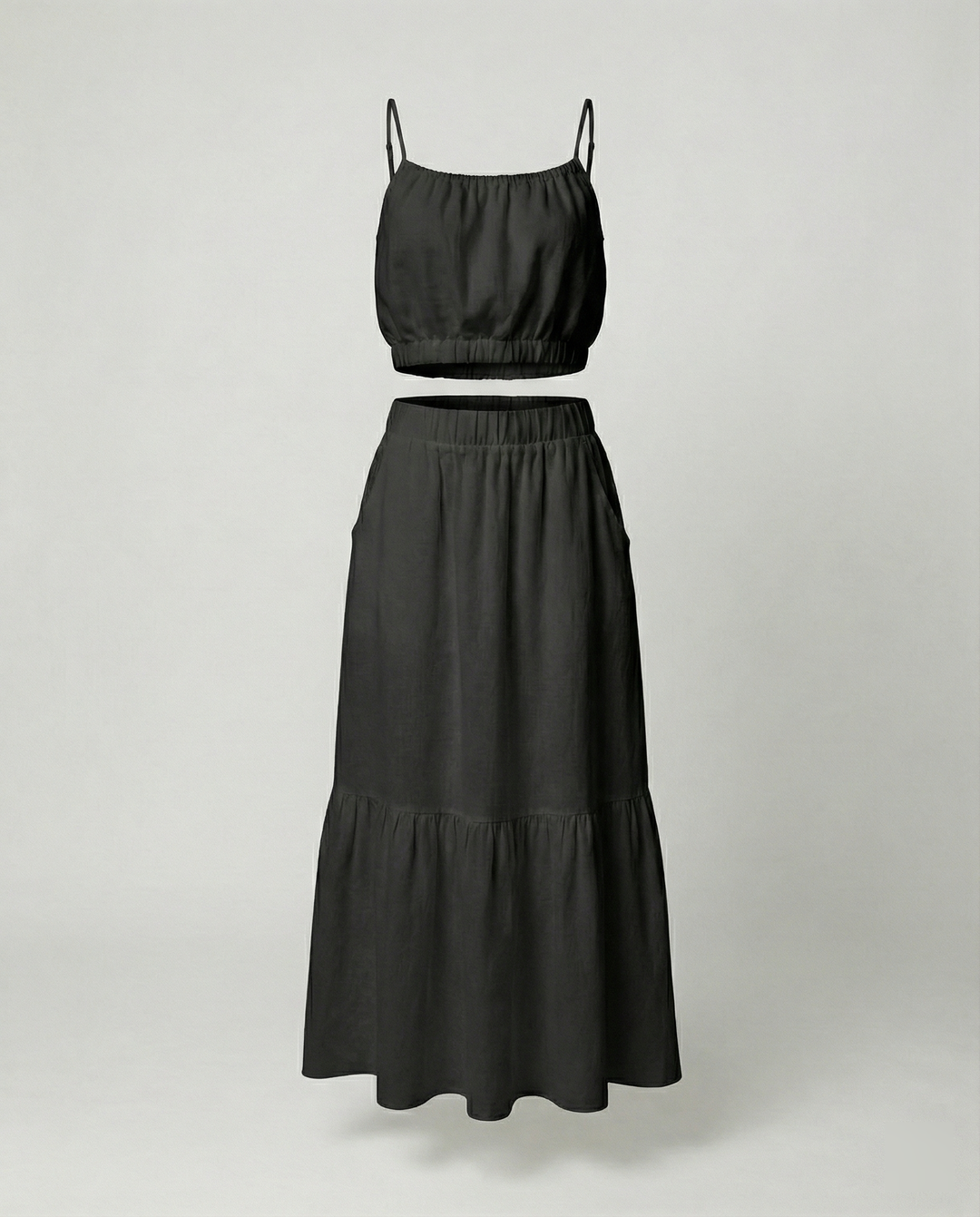 Damen Sommerliches Zweiteiler-Kleid mit fließendem Schnitt und praktischen Taschen