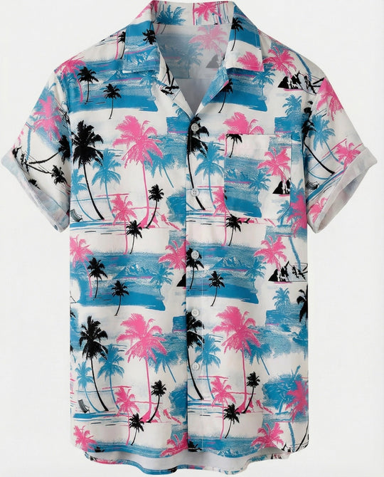 Kurzarm Hawaiihemd Herren Palmenprint