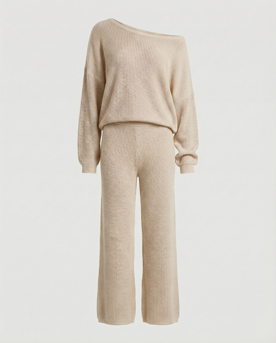 Damen Strickanzug mit lässigem Oversized-Schnitt und weiten Beinen Shopnory