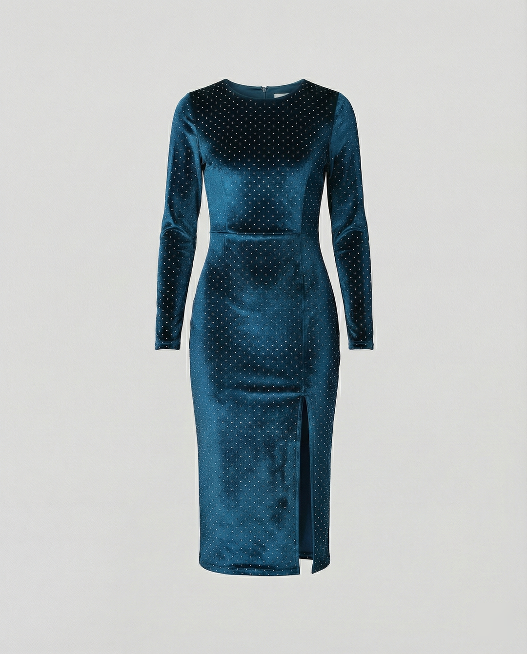 Damen Samt-Midikleid mit eleganten Pailletten und seitlichem Schlitz Shopnory