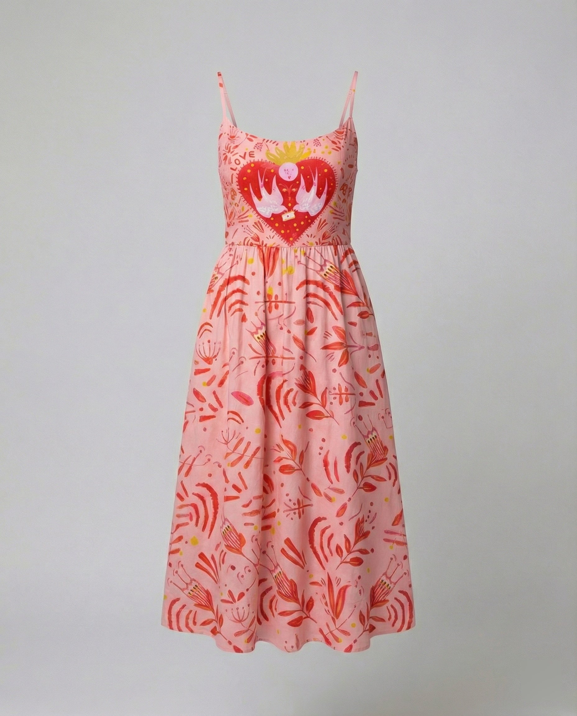 Einfarbiges Kleid mit U-Ausschnitt und Strapsen