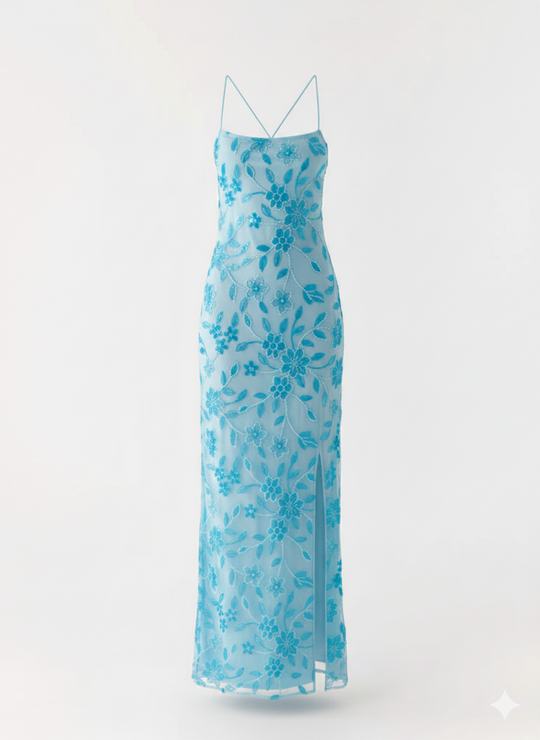 Damen Abendkleid elegant Spaghettiträger