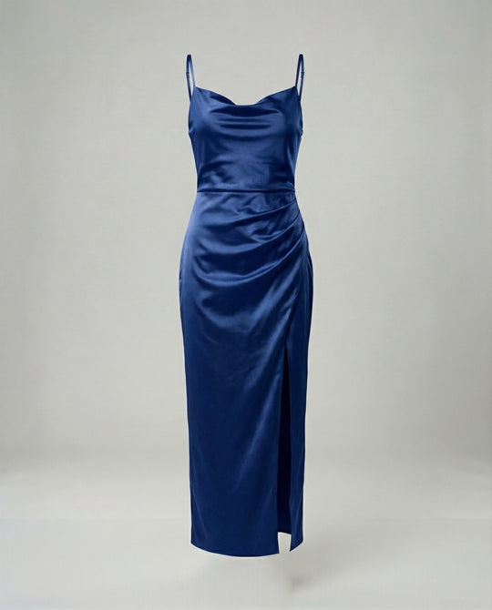 Satin Abendkleid Mit Wasserfallausschnitt Damen