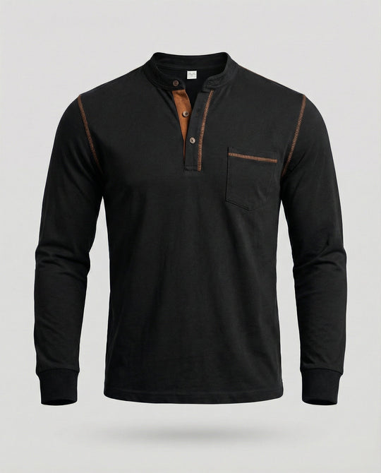 Langarm Henley Shirt