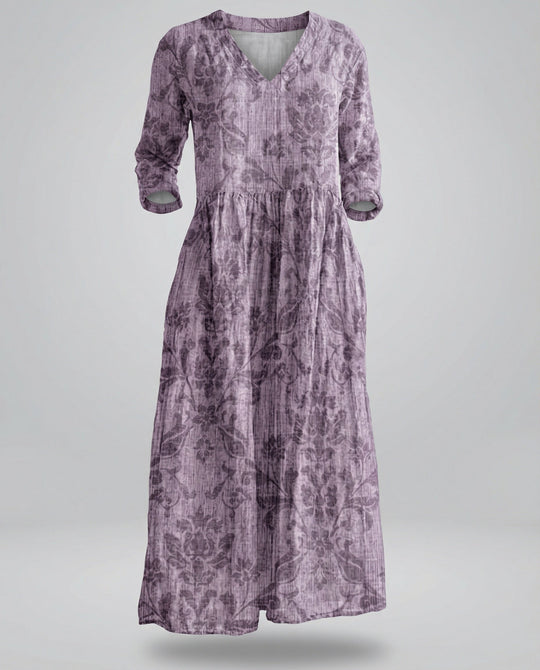 Damen Boho Maxikleid Sommer Leinenoptik