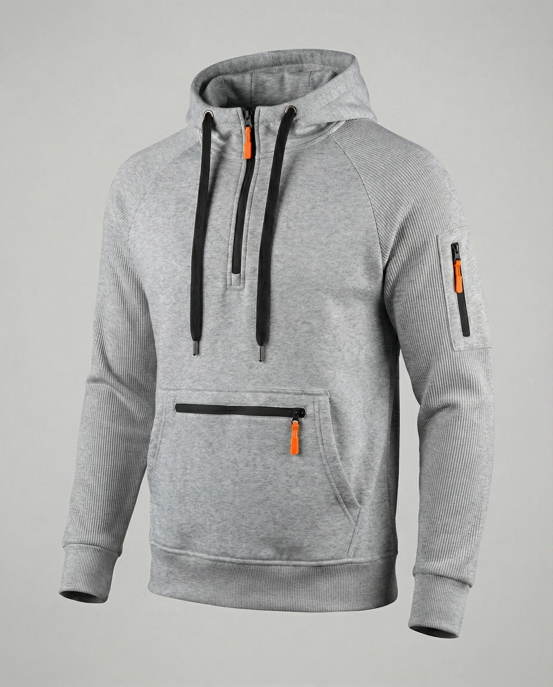 Herren sportlicher Hoodie mit praktischen Reißverschlusstaschen und verstellbarem Kapuzenzug