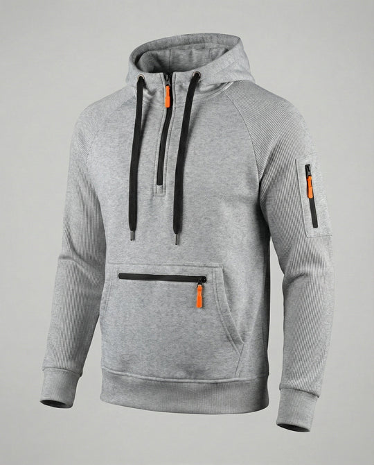 Herren sportlicher Hoodie mit praktischen Reißverschlusstaschen und verstellbarem Kapuzenzug