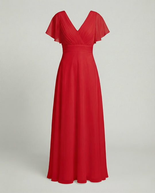 Damen Maxikleid Chiffon elegant plissiert
