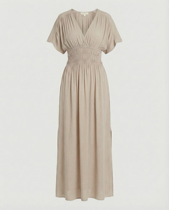 Damen Maxikleid Sommer V-Ausschnitt Schlitz