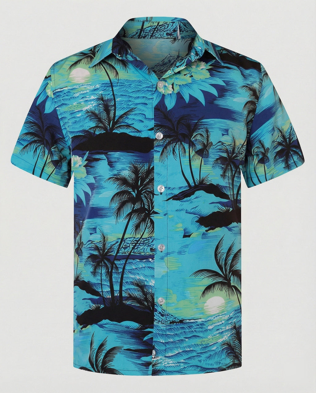 Kurzarm Hawaiihemd Herren Palmenprint