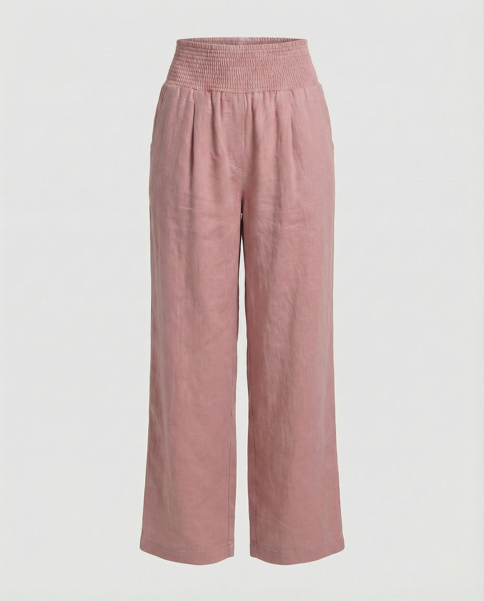 Damen Luftige Leinenhose mit elastischem Bund und Weitschnitt