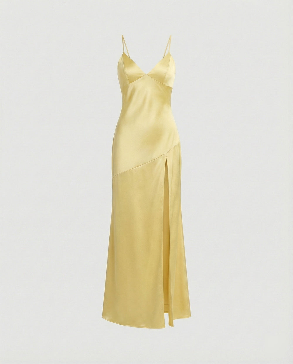 Damen Abendkleid Satin mit Schlitz