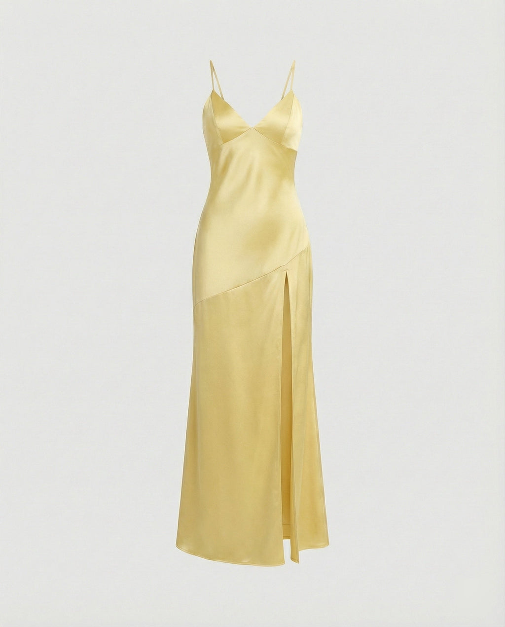 Damen Abendkleid Satin mit Schlitz