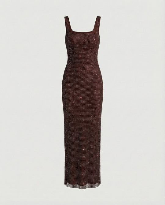 Damen funkelndes Abendkleid aus Netzstoff
