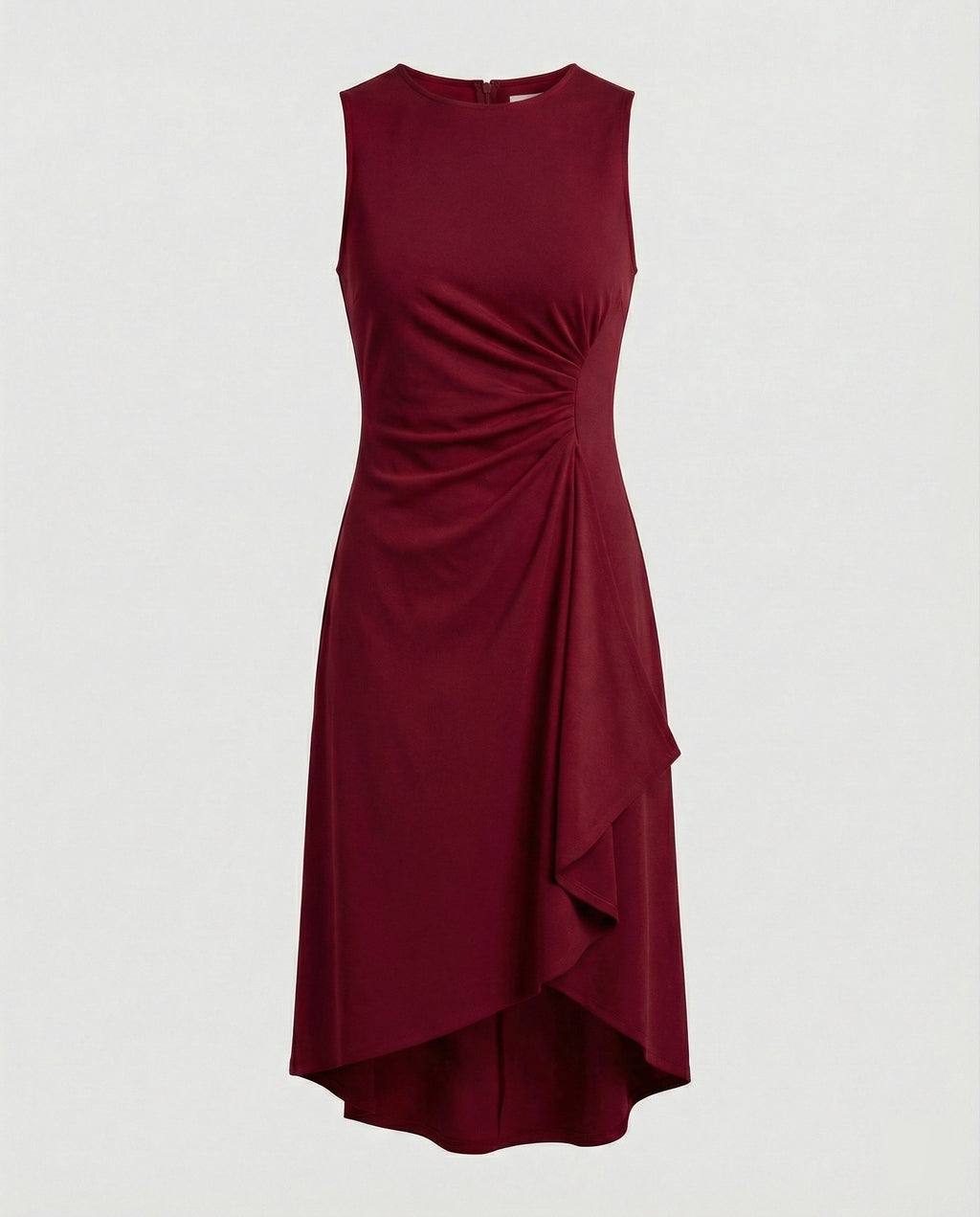 Damen ärmelloses Wickelkleid mit asymmetrischem Saum und Raffungen