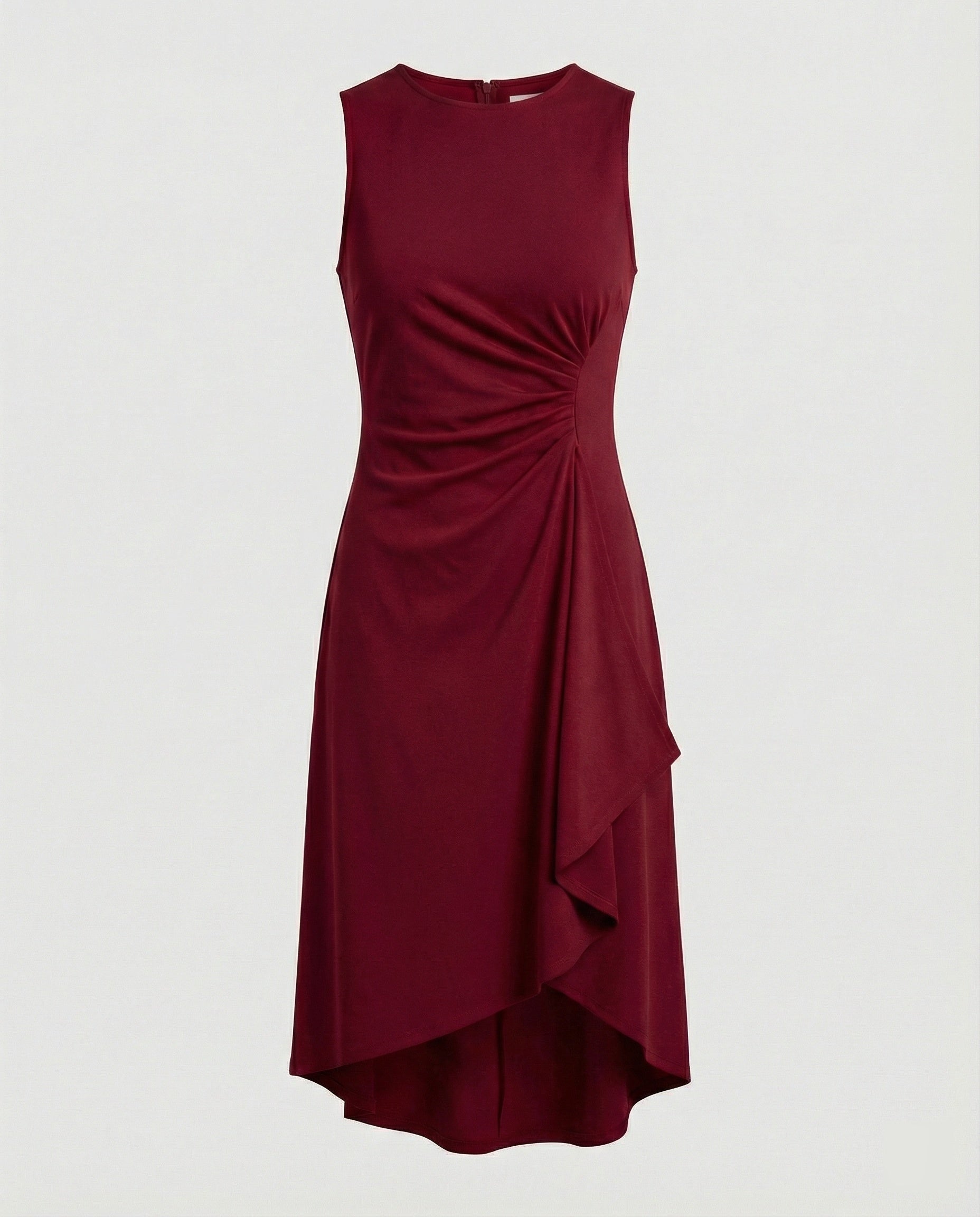 Damen ärmelloses Wickelkleid mit asymmetrischem Saum und Raffungen