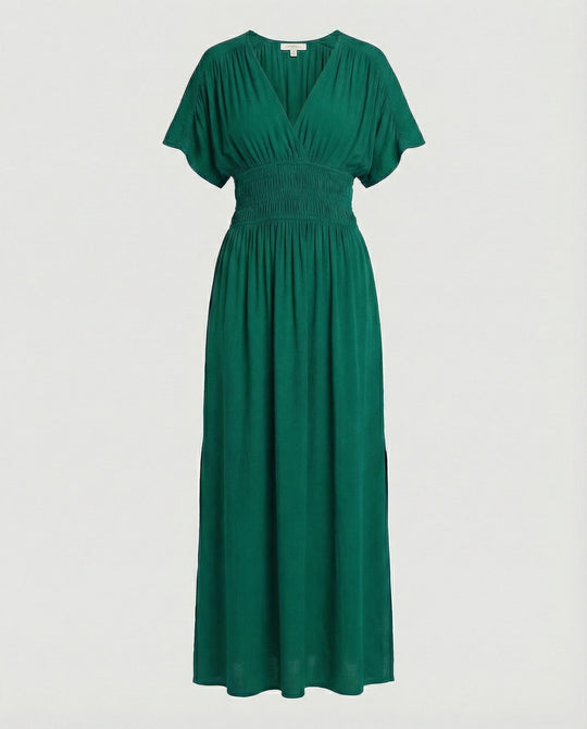 Damen Maxikleid Sommer V-Ausschnitt Schlitz