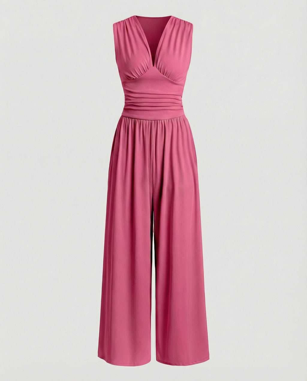 Damen Jumpsuit mit schickem V-Ausschnitt und weitem Bein