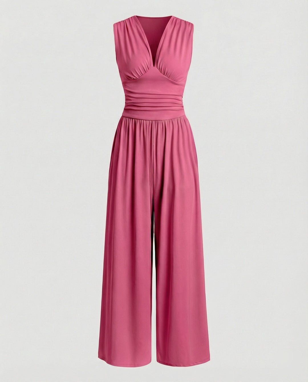 Damen Jumpsuit mit schickem V-Ausschnitt und weitem Bein