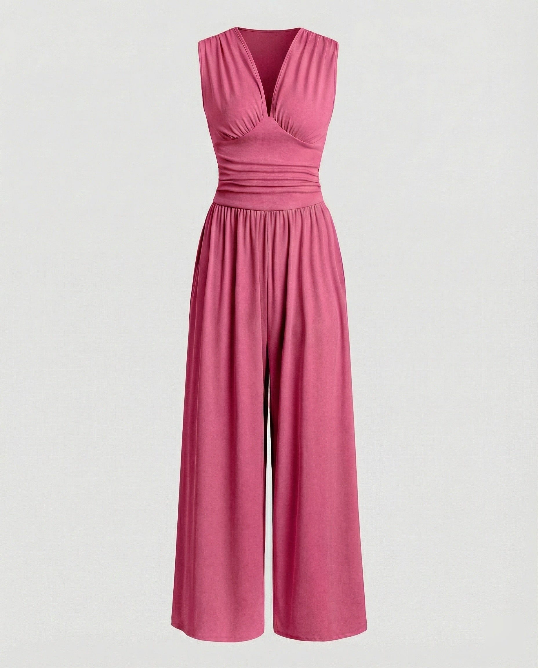 Damen Jumpsuit mit schickem V-Ausschnitt und weitem Bein
