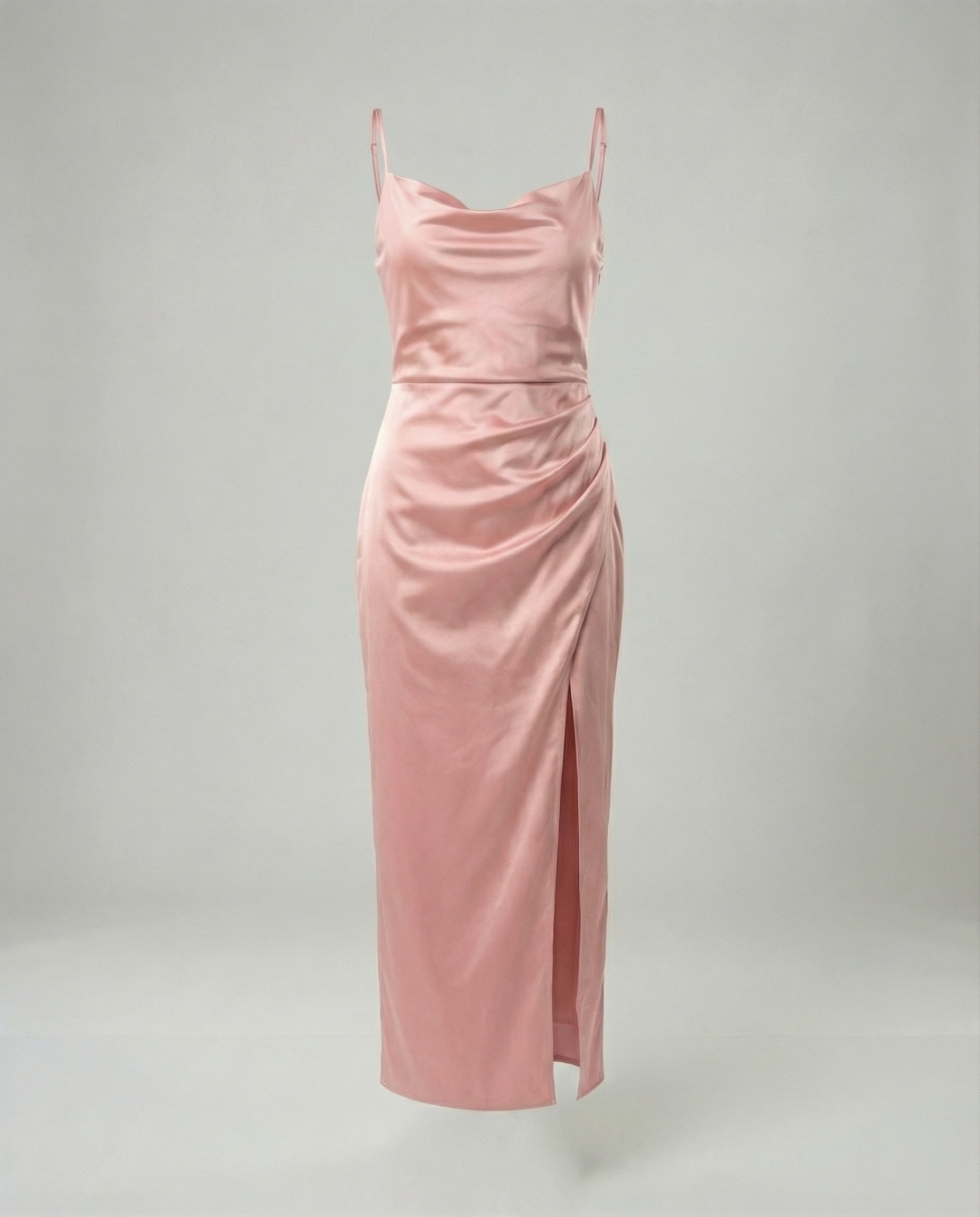 Satin Abendkleid Mit Wasserfallausschnitt Damen