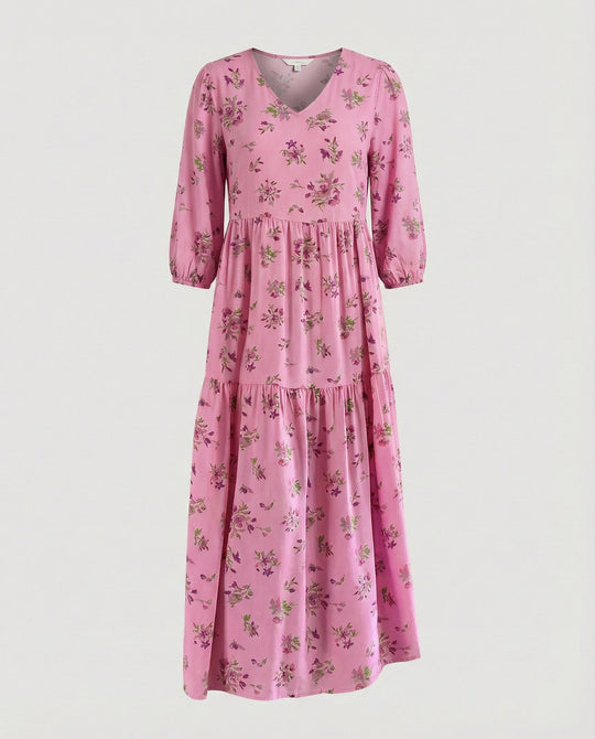 Damen Midikleid Sommer Stufenrock