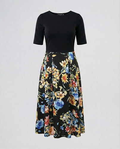 Damen Retro Freizeitkleid mit Blumenmuster