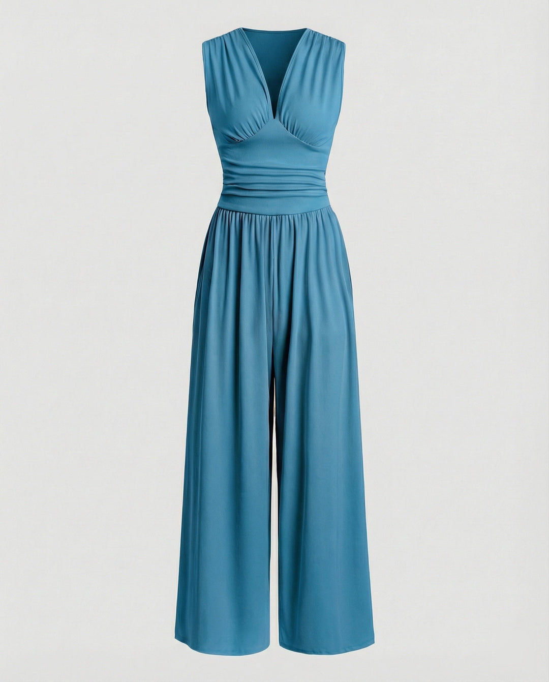 Damen Jumpsuit mit schickem V-Ausschnitt und weitem Bein