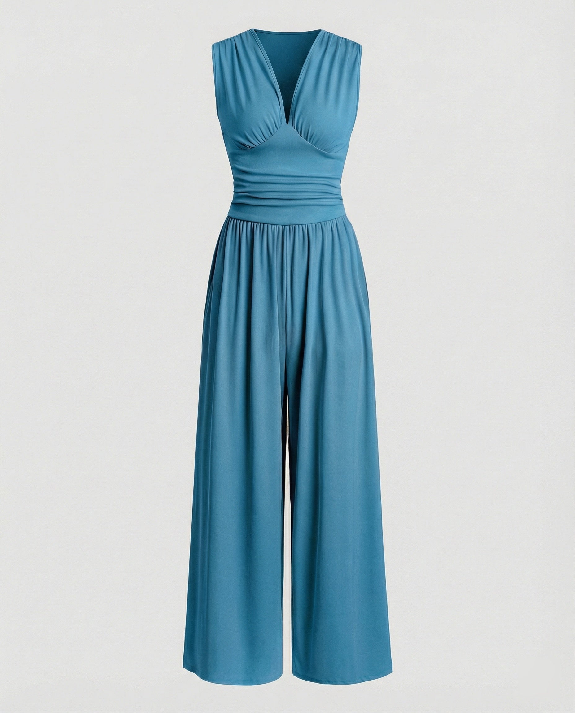 Damen Jumpsuit mit schickem V-Ausschnitt und weitem Bein