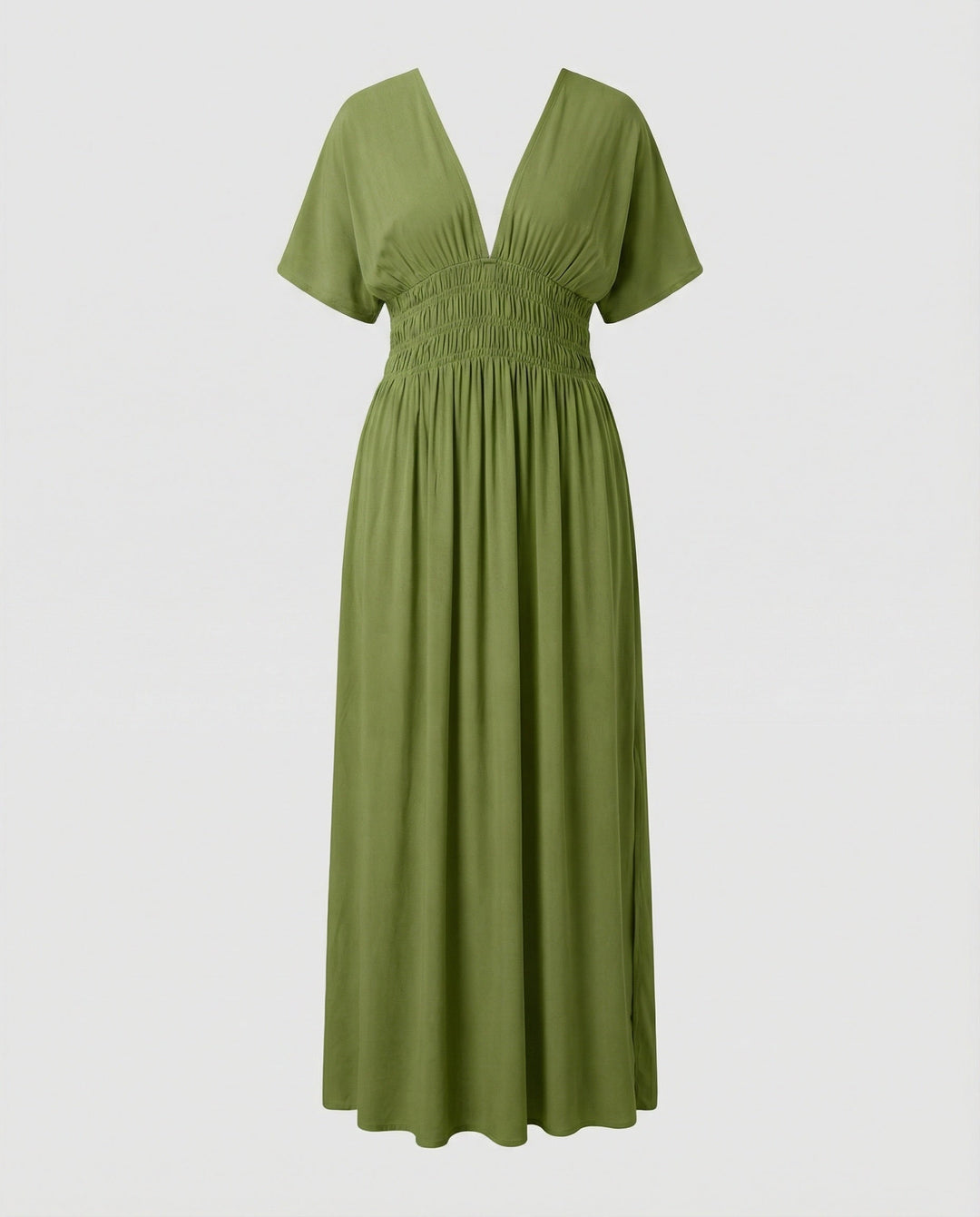 Damen Maxikleid Sommer V-Ausschnitt Schlitz