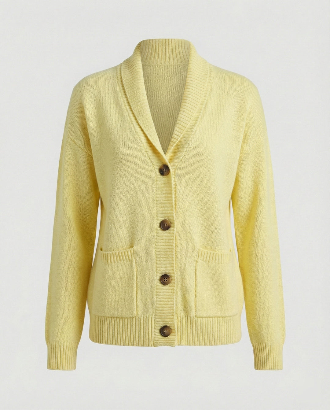 Strickjacke Damen lässig mit Knopfverschluss und großen Taschen