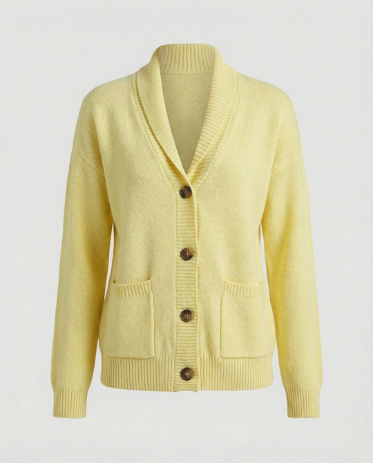 Strickjacke Damen lässig mit Knopfverschluss und großen Taschen