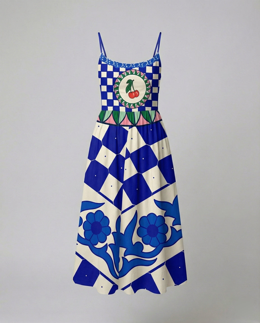 Einfarbiges Kleid mit U-Ausschnitt und Strapsen