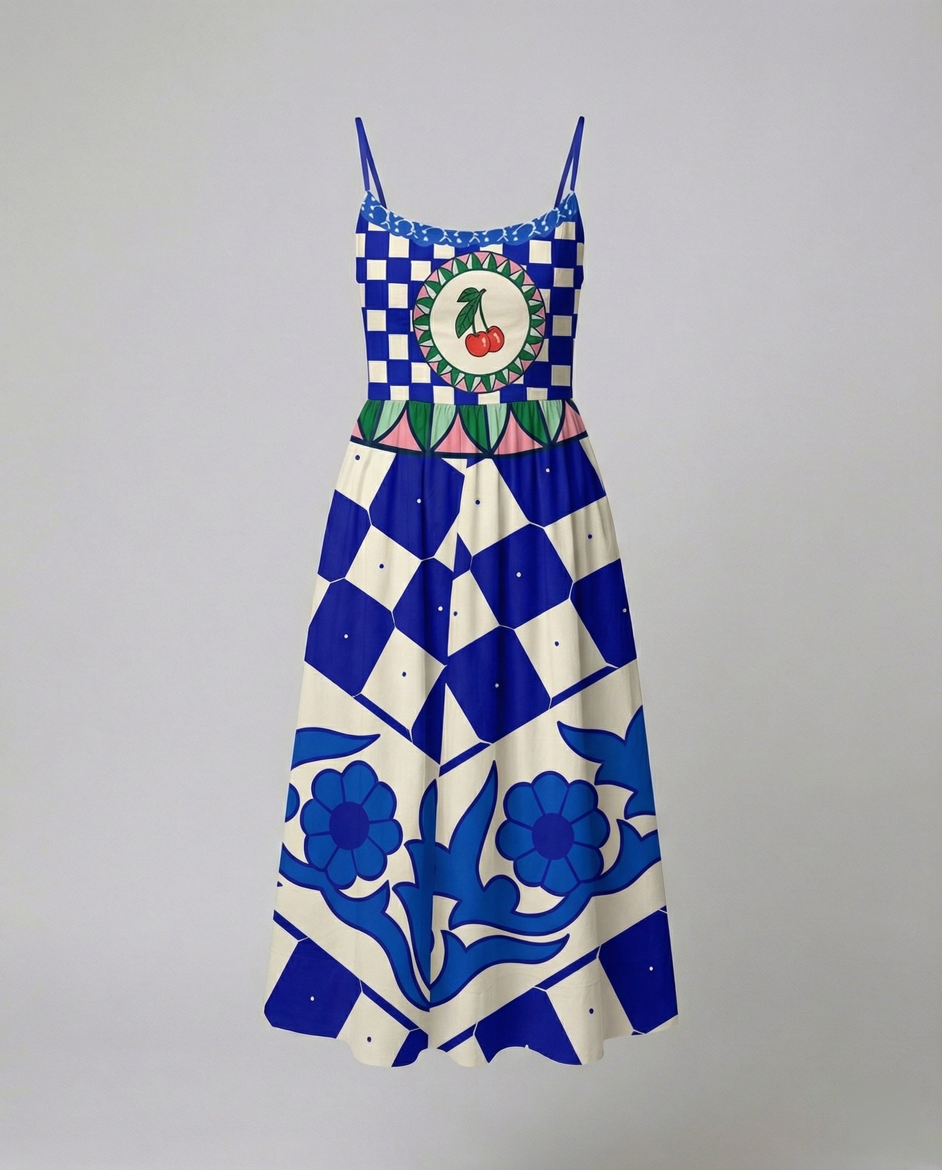 Einfarbiges Kleid mit U-Ausschnitt und Strapsen