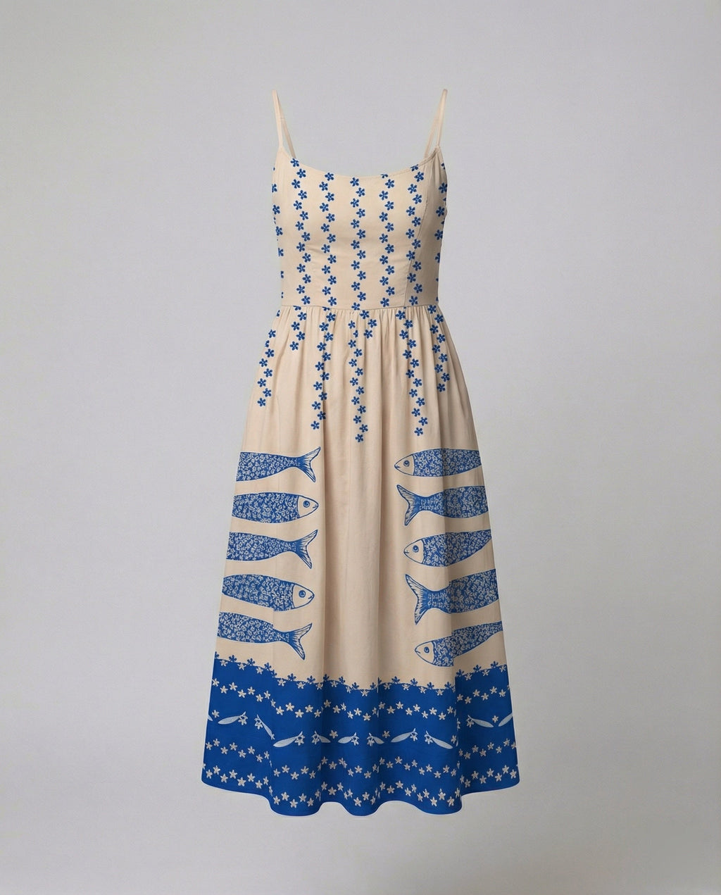 Einfarbiges Kleid mit U-Ausschnitt und Strapsen