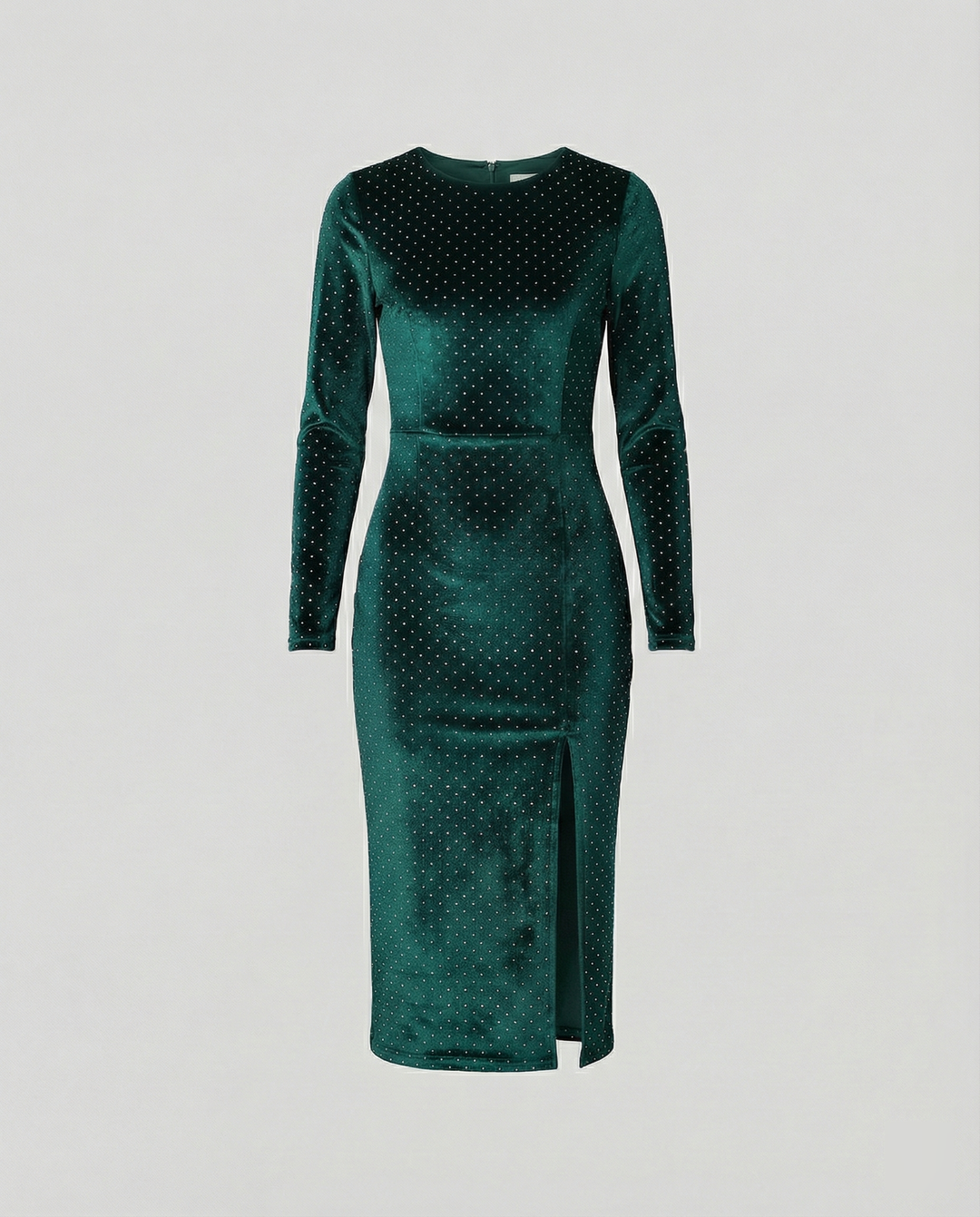 Damen Samt-Midikleid mit eleganten Pailletten und seitlichem Schlitz Shopnory