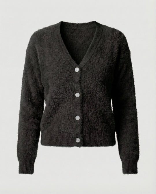Strickjacke Damen kuschelig mit V-Ausschnitt und Knopfdetails