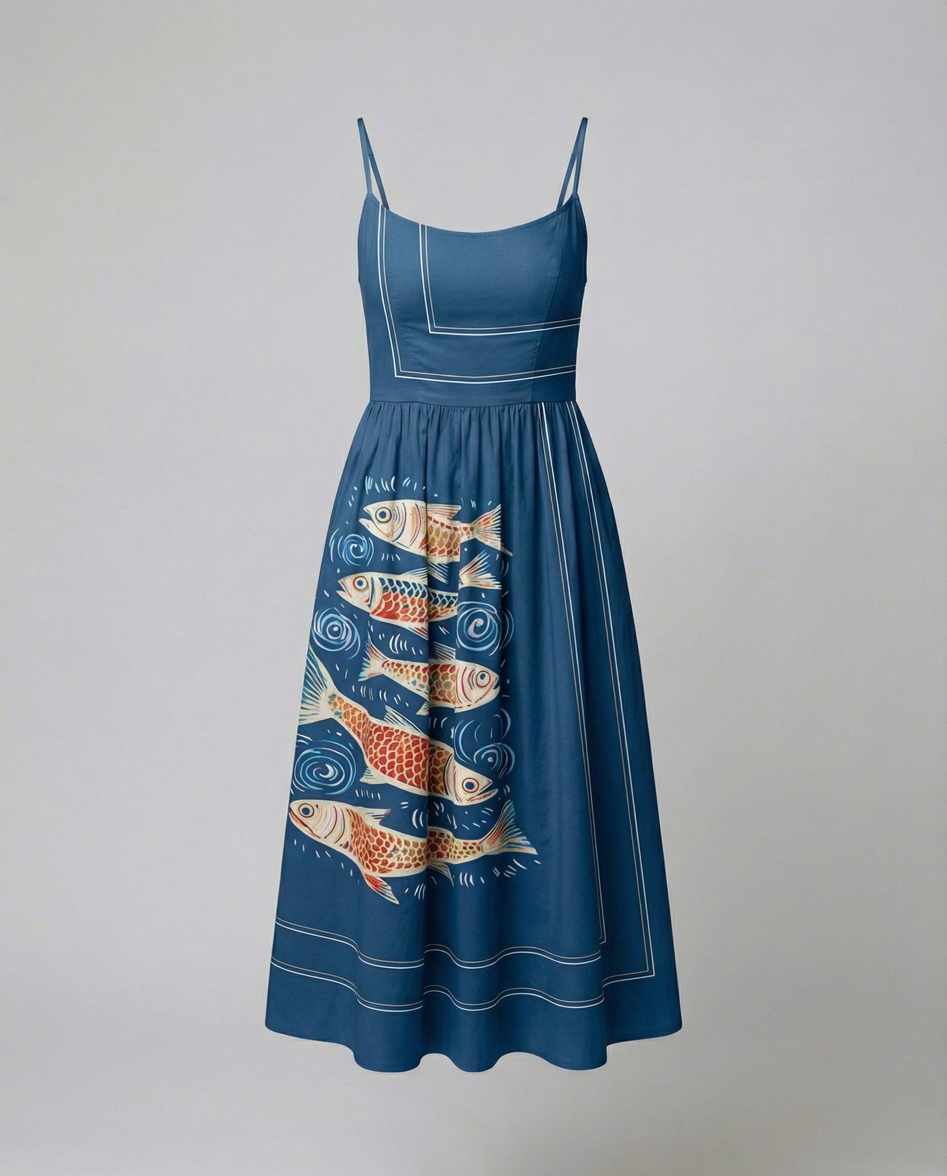 Einfarbiges Kleid mit U-Ausschnitt und Strapsen