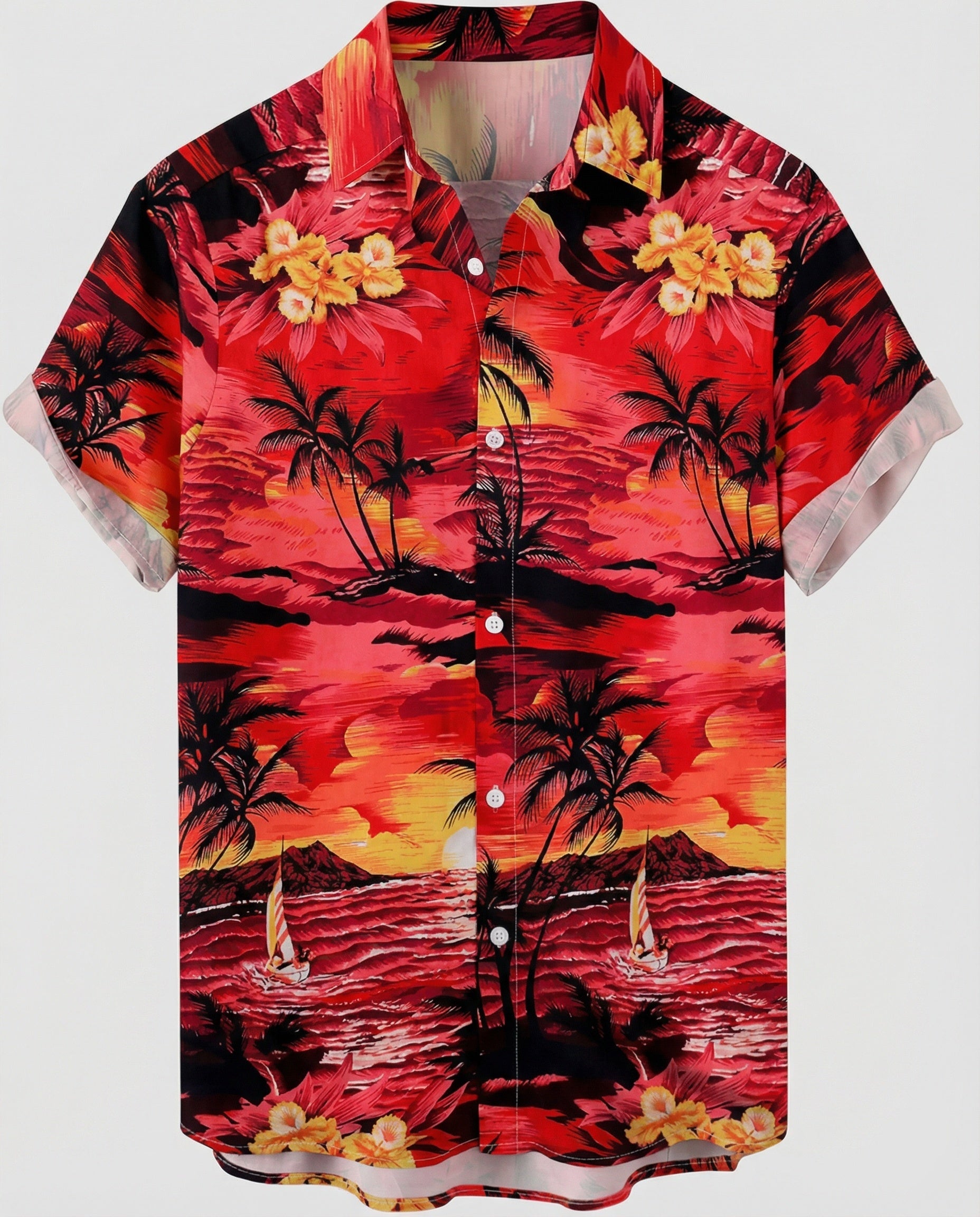 Kurzarm Hawaiihemd Herren Palmenprint