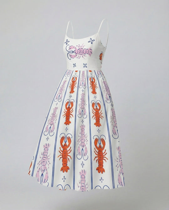 Einfarbiges Kleid mit U-Ausschnitt und Strapsen