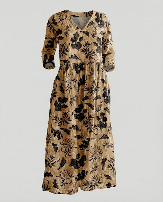 Damen Boho Maxikleid Sommer Leinenoptik