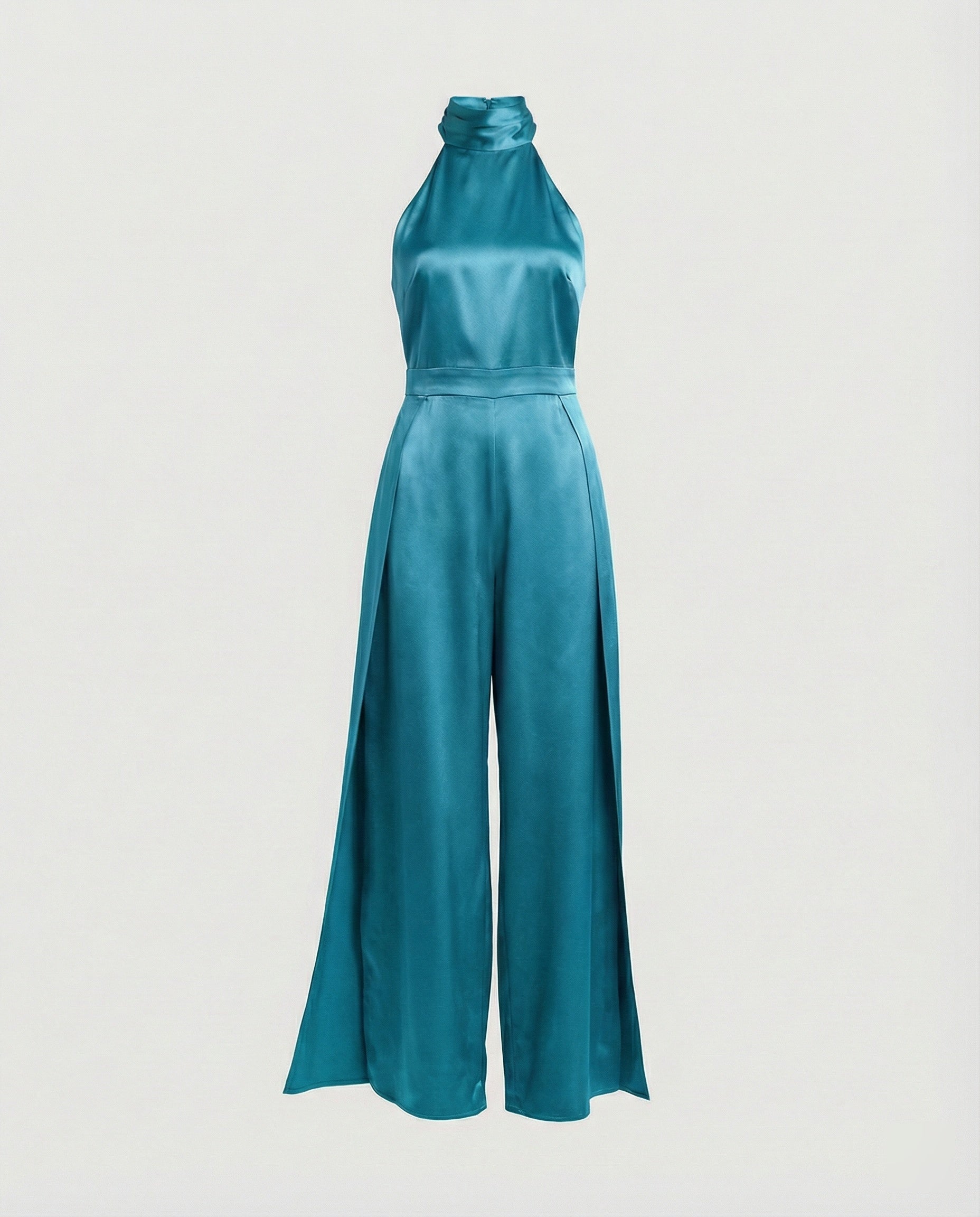 Damen Jumpsuit Satin Halterkragen